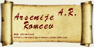 Arsenije Romčev vizit kartica